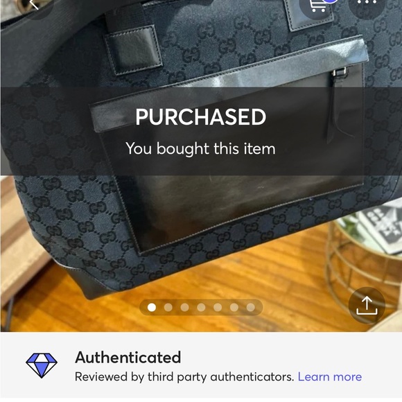 ‼️SOLD‼️😍Authentic GUCCI Black leather and Canvas GG front pocket Tote. - Picture 12 of 12